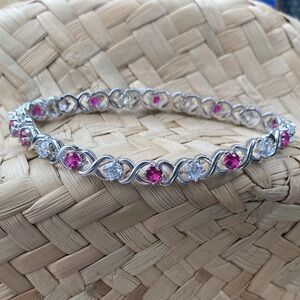 Vintage Silver and Pink Bracelet